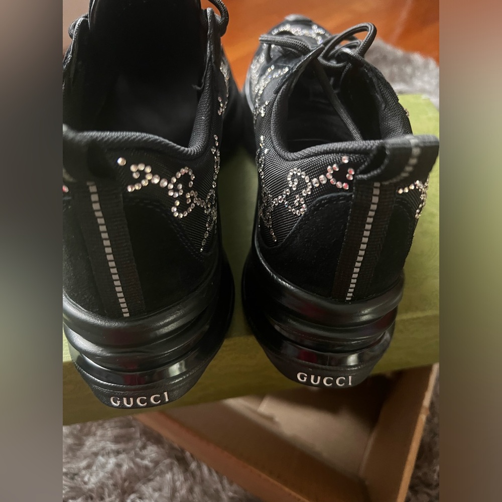 BNIB Gucci Black and Silver Crystal GG sneakers